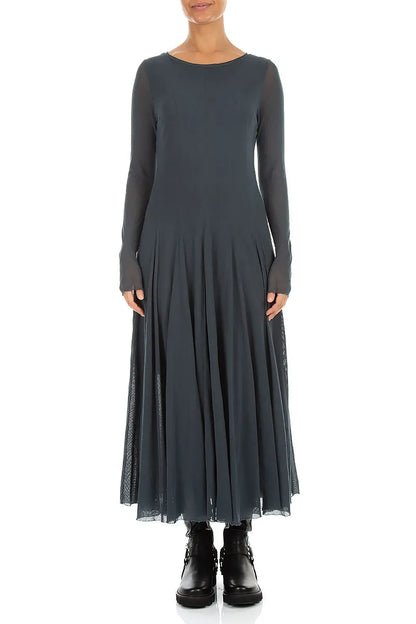 Flowing Slate Mesh Soft Cotton Dress