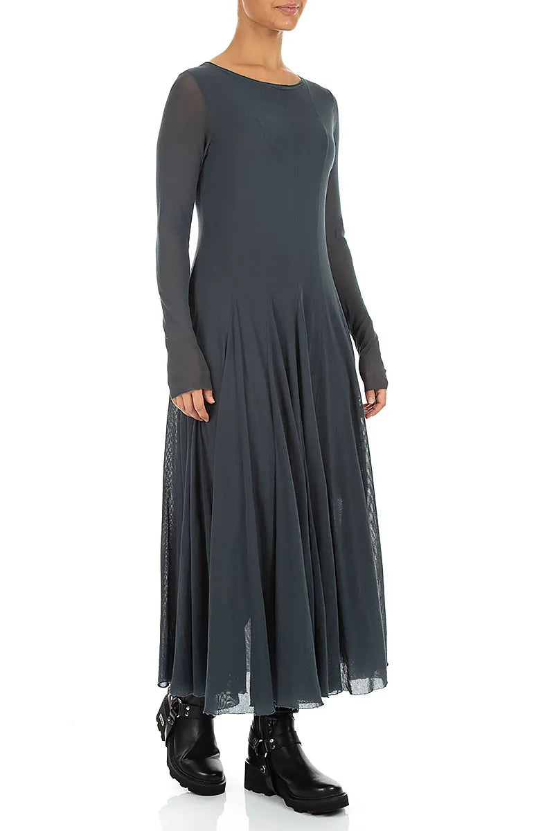 Flowing Slate Mesh Soft Cotton Dress