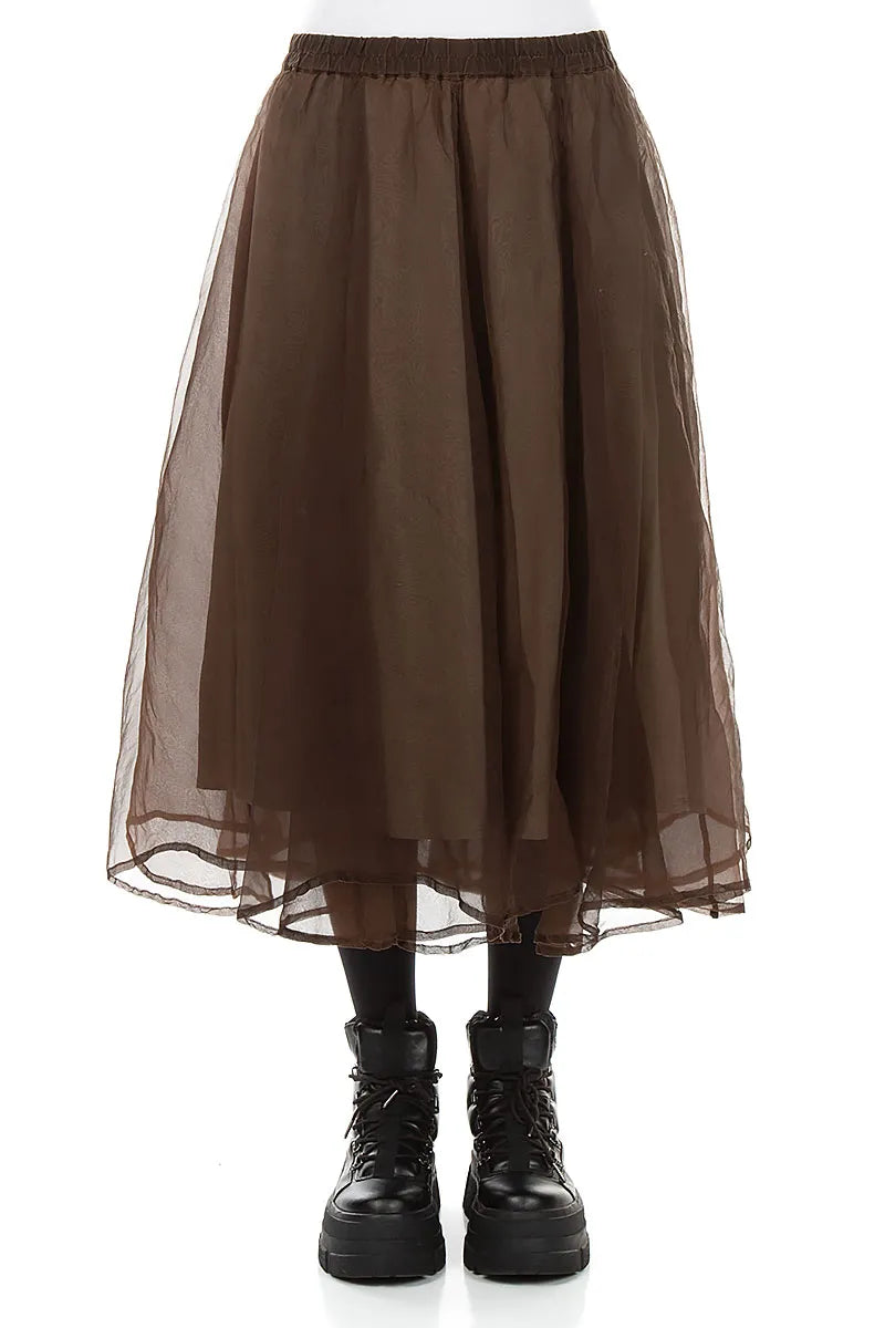 Flowy Aged Copper Silk Chiffon Skirt 1