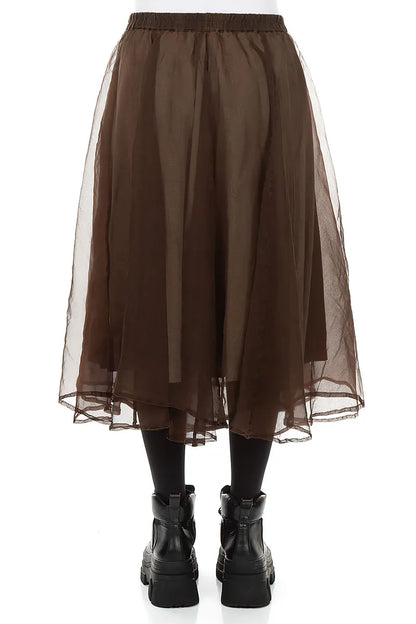 Flowy Aged Copper Silk Chiffon Skirt 2