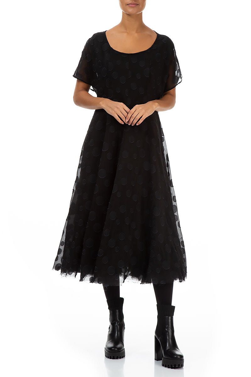 Flowy Black Bubbles Silk Dress 5