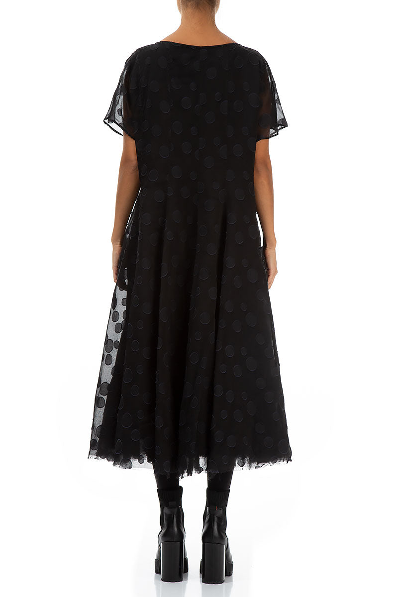 Flowy Black Bubbles Silk Dress 2