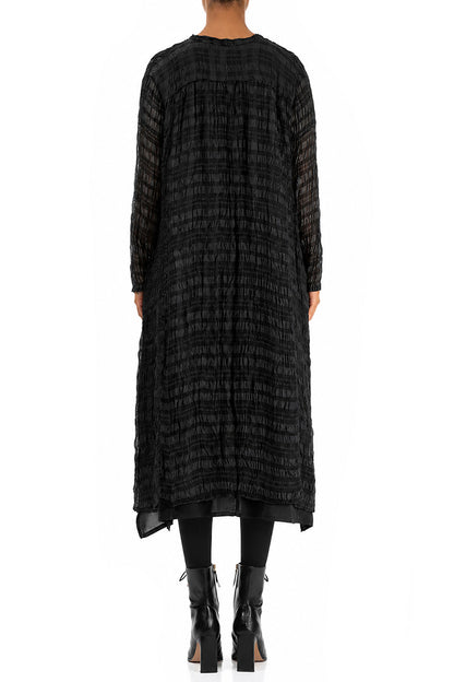 Fließende schwarze Jacke aus leichter Seide