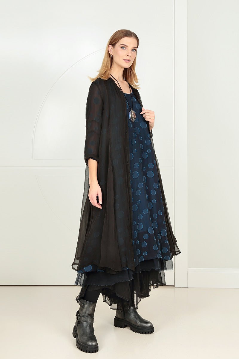 Flowy Black Silk Chiffon Jacket 1