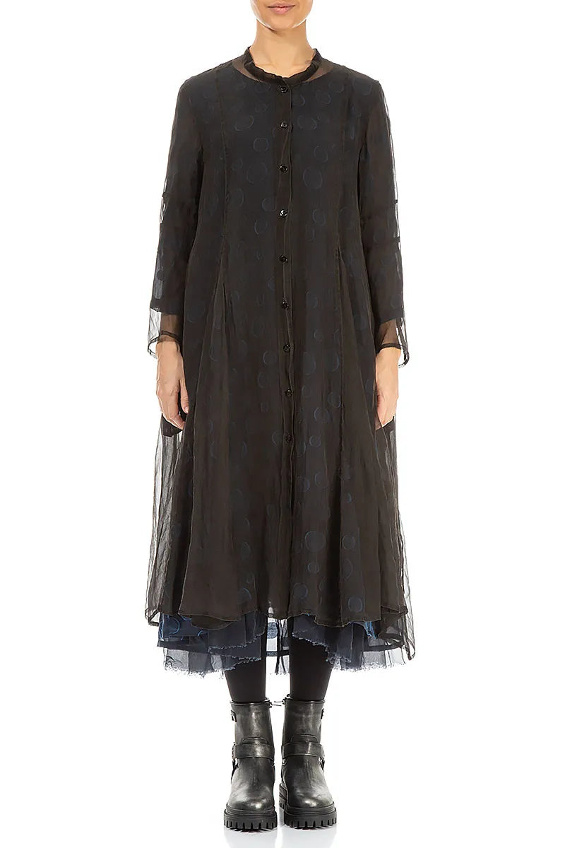 Flowy Black Silk Chiffon Jacket 2