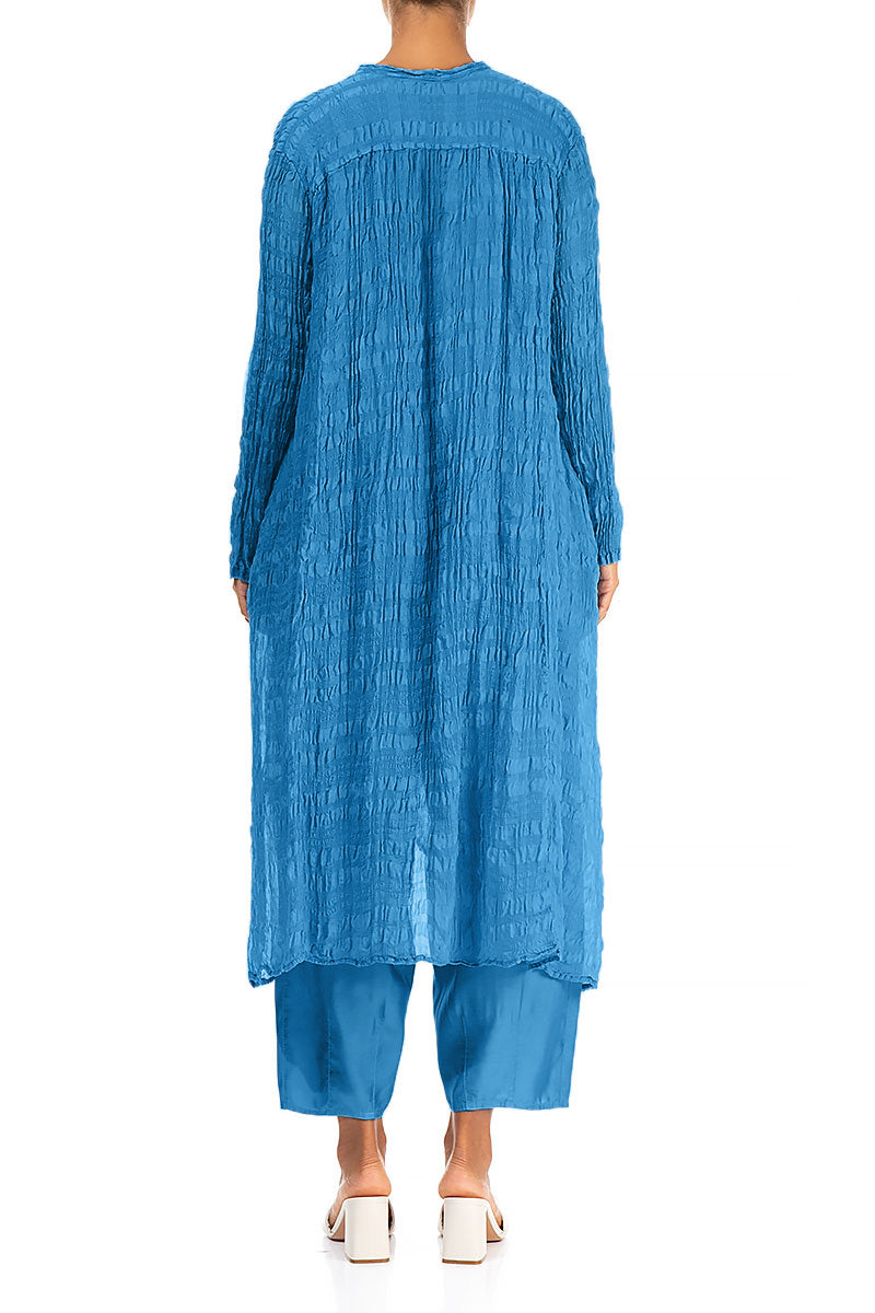 Flowy Cobalt Blue Light Silk Jacket