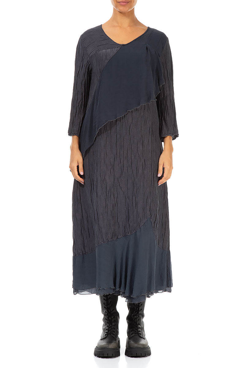 Flowy Crinkled Violet Silk Dress 1