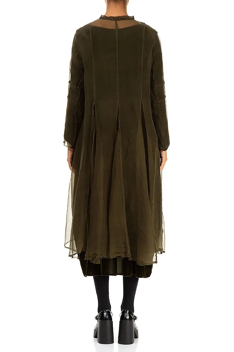 Fließende Jacke aus Seidenchiffon in Waldnebel
