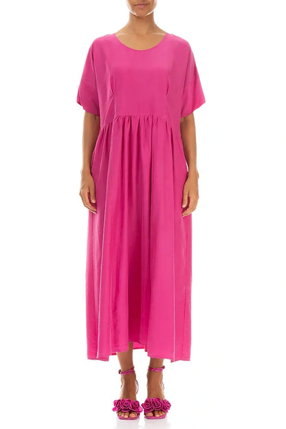 Flowy Fuchsia Pure Silk Dress 1