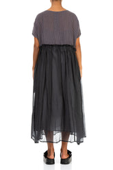 Flowy Graphite Mesh Silk Dress 2