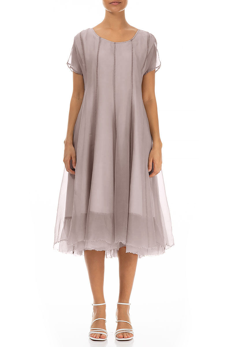 Flowy Greige Silk Chiffon Dress 1