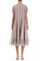 Flowy Greige Silk Chiffon Dress 2