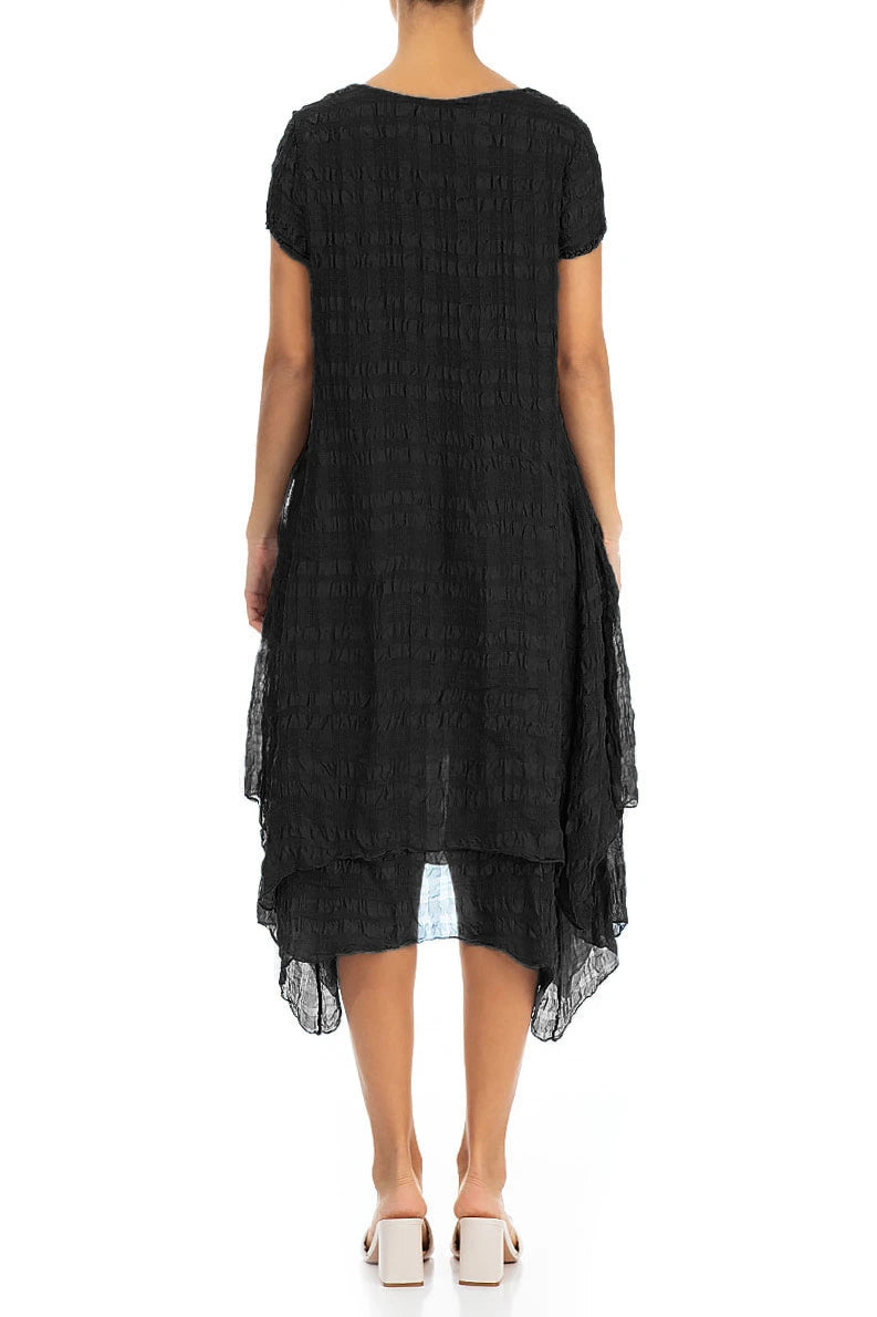 Flowy Layered Black Silk Dress 2