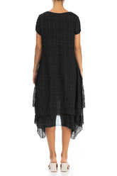 Flowy Layered Black Silk Dress 2