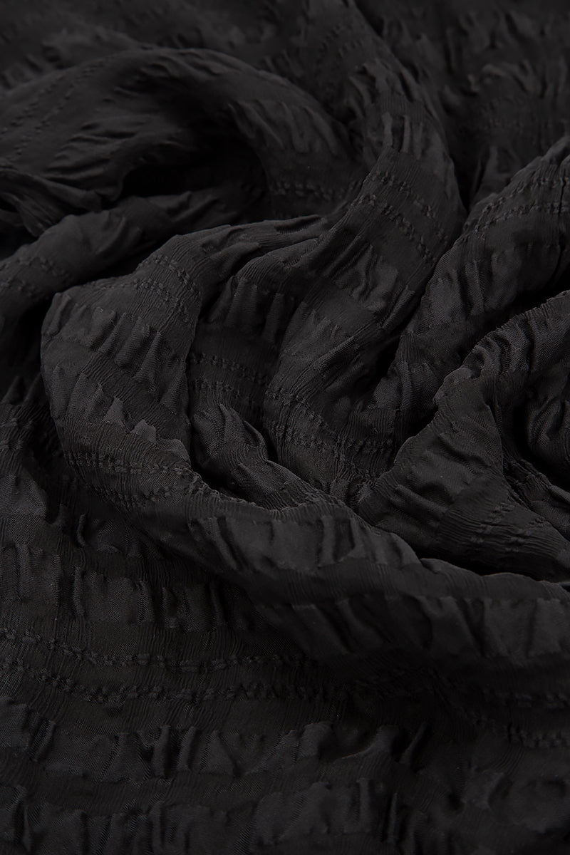 Flowy Maxi Black Textured Silk Dress 5