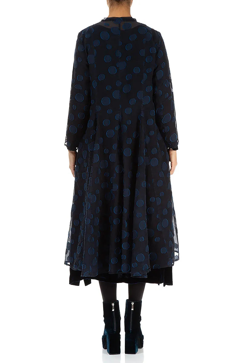 Flowy Royal Blue Bubbles Silk Jacket