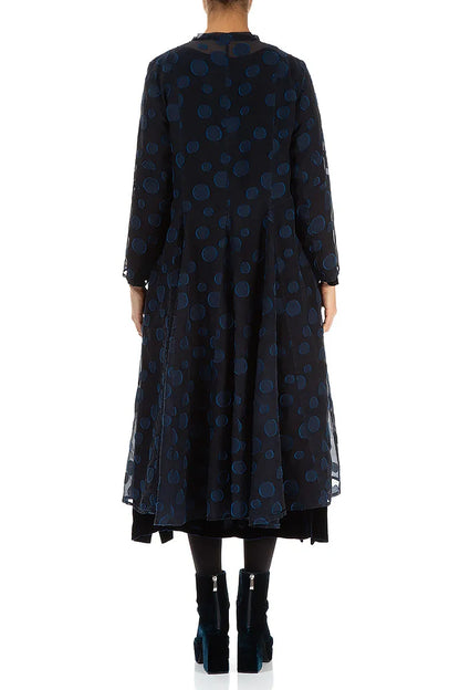 Flowy Royal Blue Bubbles Silk Jacket