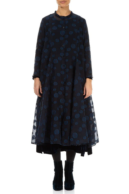 Flowy Royal Blue Bubbles Silk Jacket