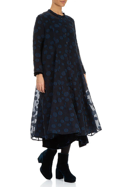 Flowy Royal Blue Bubbles Silk Jacket