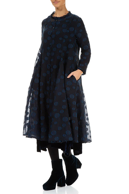 Flowy Royal Blue Bubbles Silk Jacket