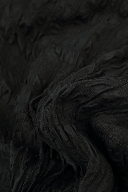 Flowy Tie Up Black Textured Silk Dress 5