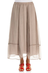 Fluid Beige Silk Chiffon Skirt 1