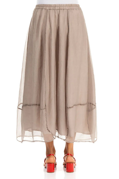Fluid Beige Silk Chiffon Skirt 2
