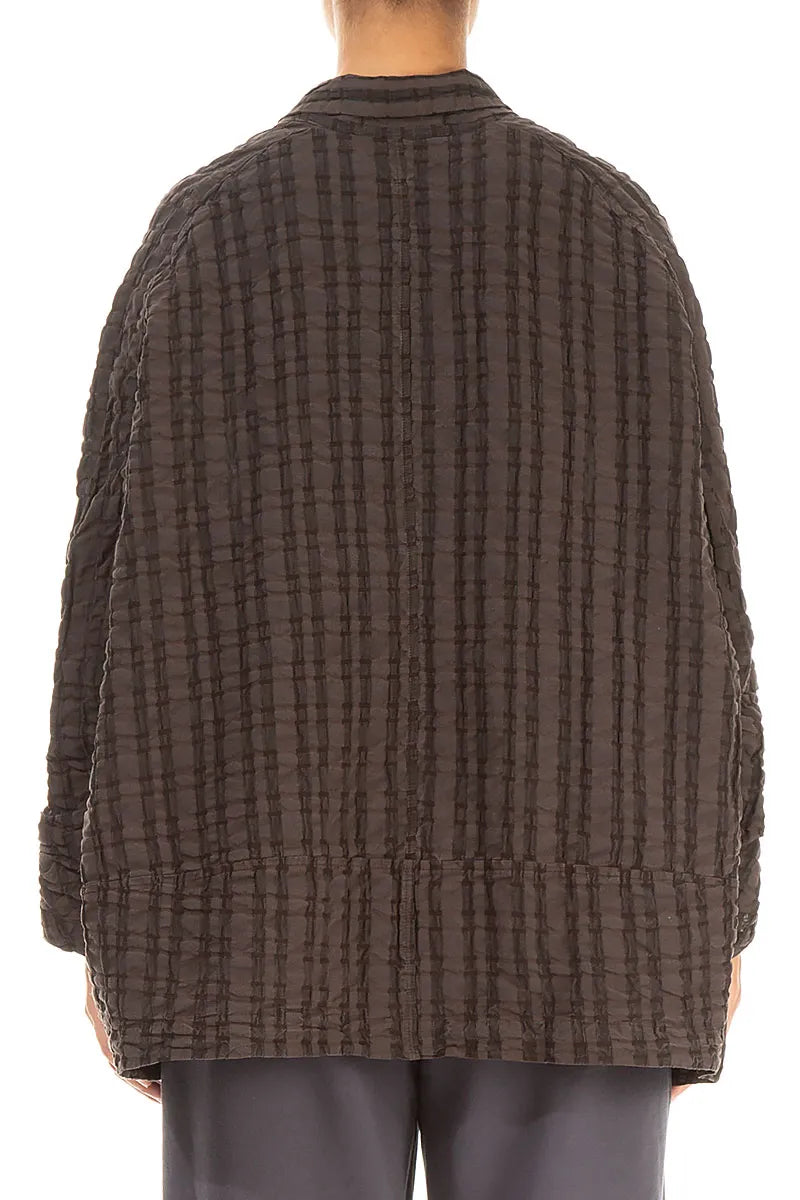 Waldbraune karierte Leinen-Baumwolljacke