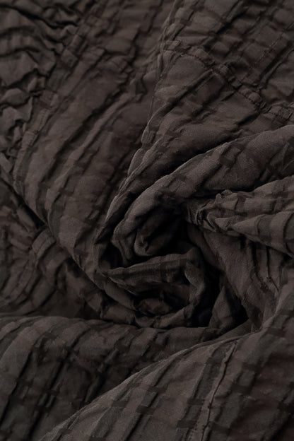 Waldbraun kariertes Trägerkleid aus Leinen und Baumwolle