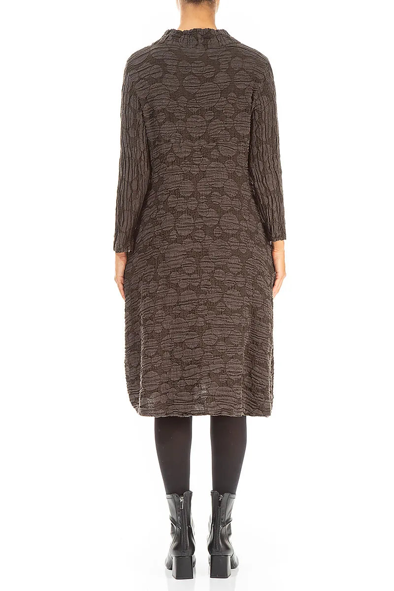 Forest Brown Circle Silk Linen Dress
