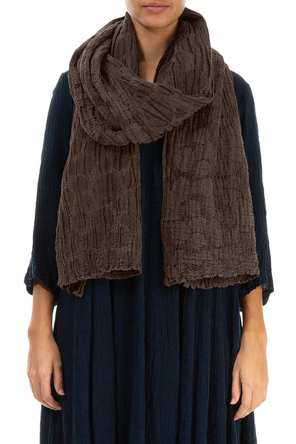 Forest Brown Circle Silk Linen Scarf 1