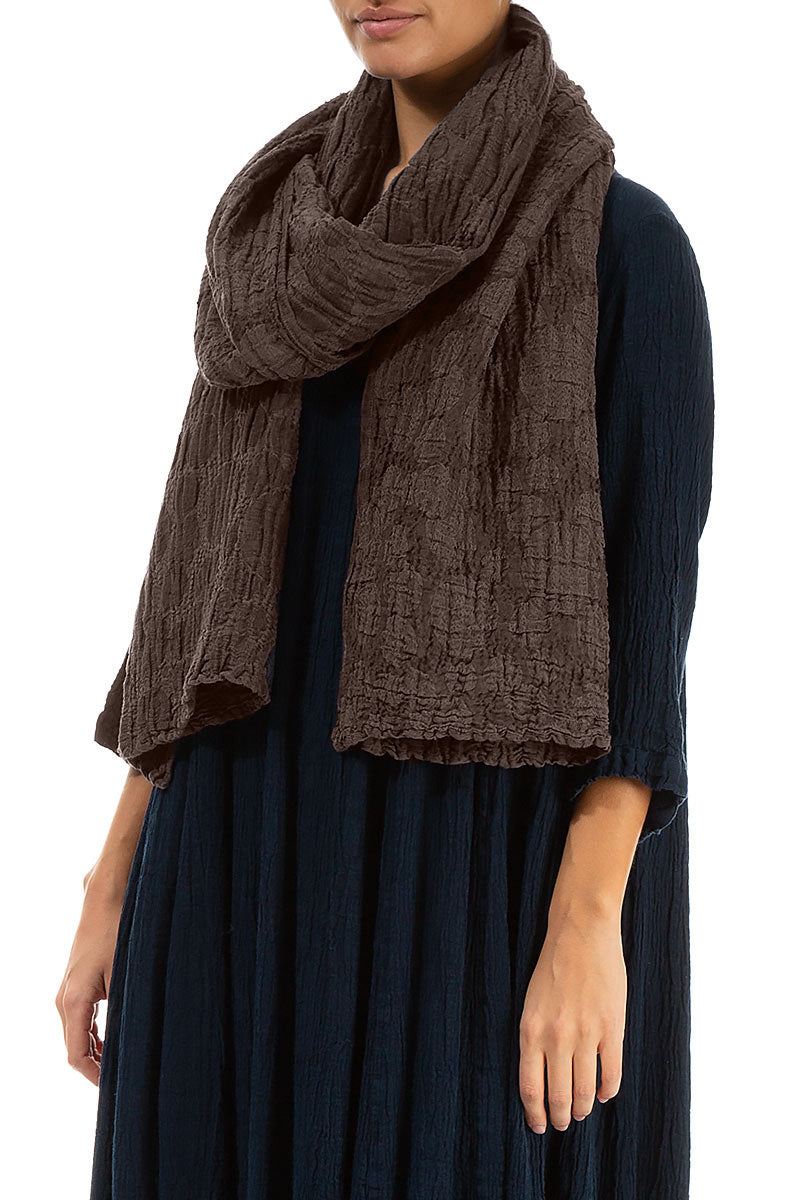 Forest Brown Circle Silk Linen Scarf 3