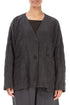 Forest Brown Pleated Silk Linen Jacket 1
