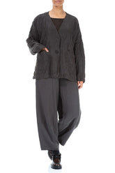 Forest Brown Pleated Silk Linen Jacket 4