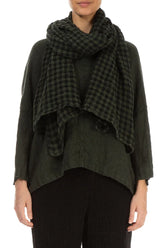Forest Mist Check Gauze Linen Scarf 1