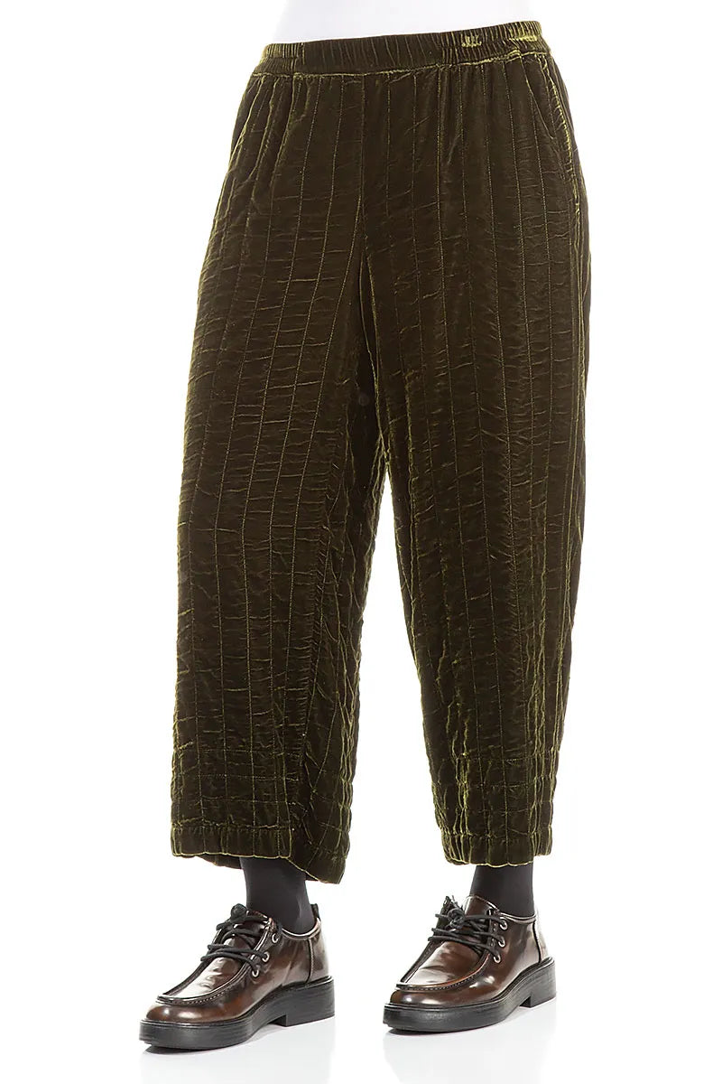 Forest Mist Pleated Silk Velvet Trousers 3
