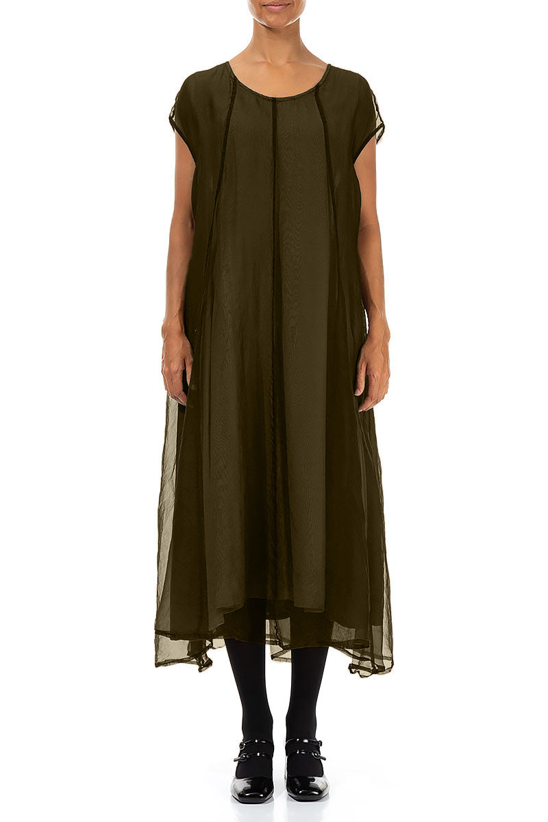 Forest Mist Silk Chiffon Dress 1