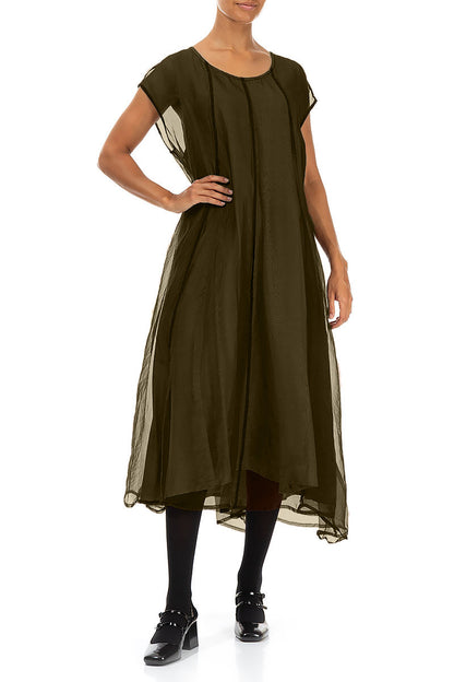 Forest Mist Silk Chiffon Dress 4
