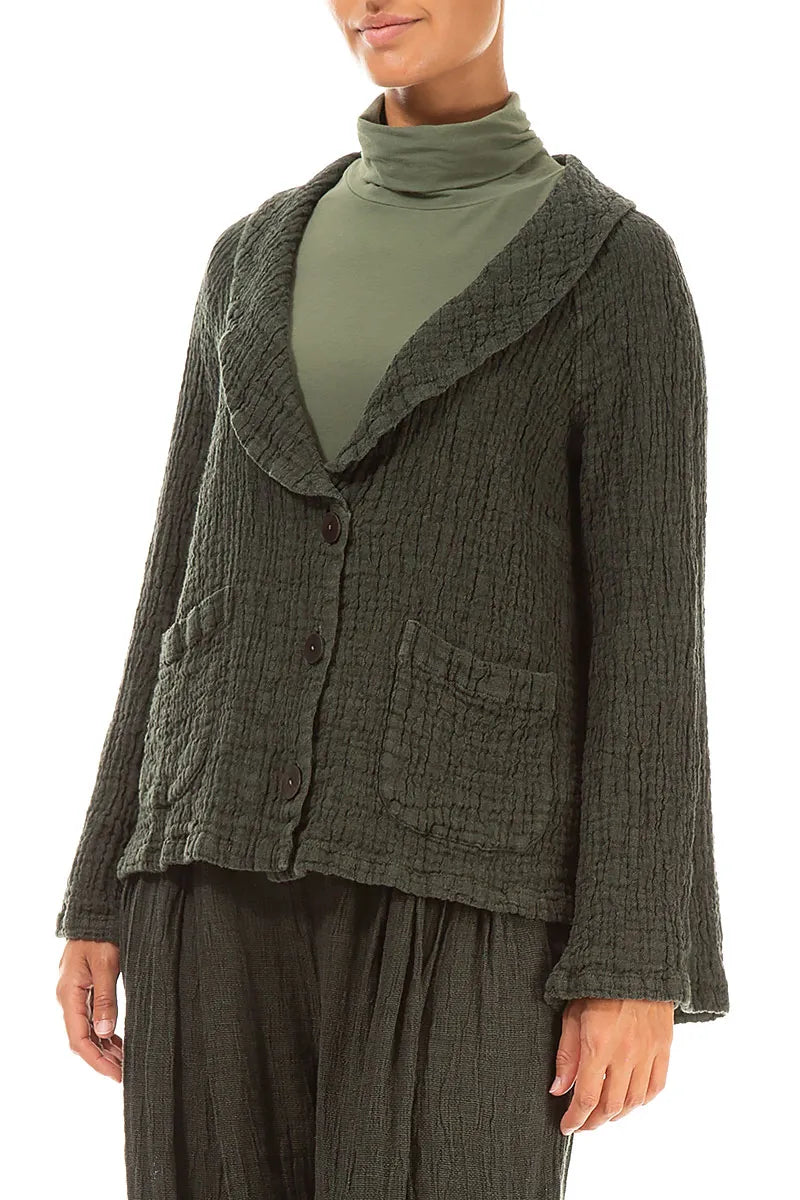 Forest Mist Textured Linen Jacket