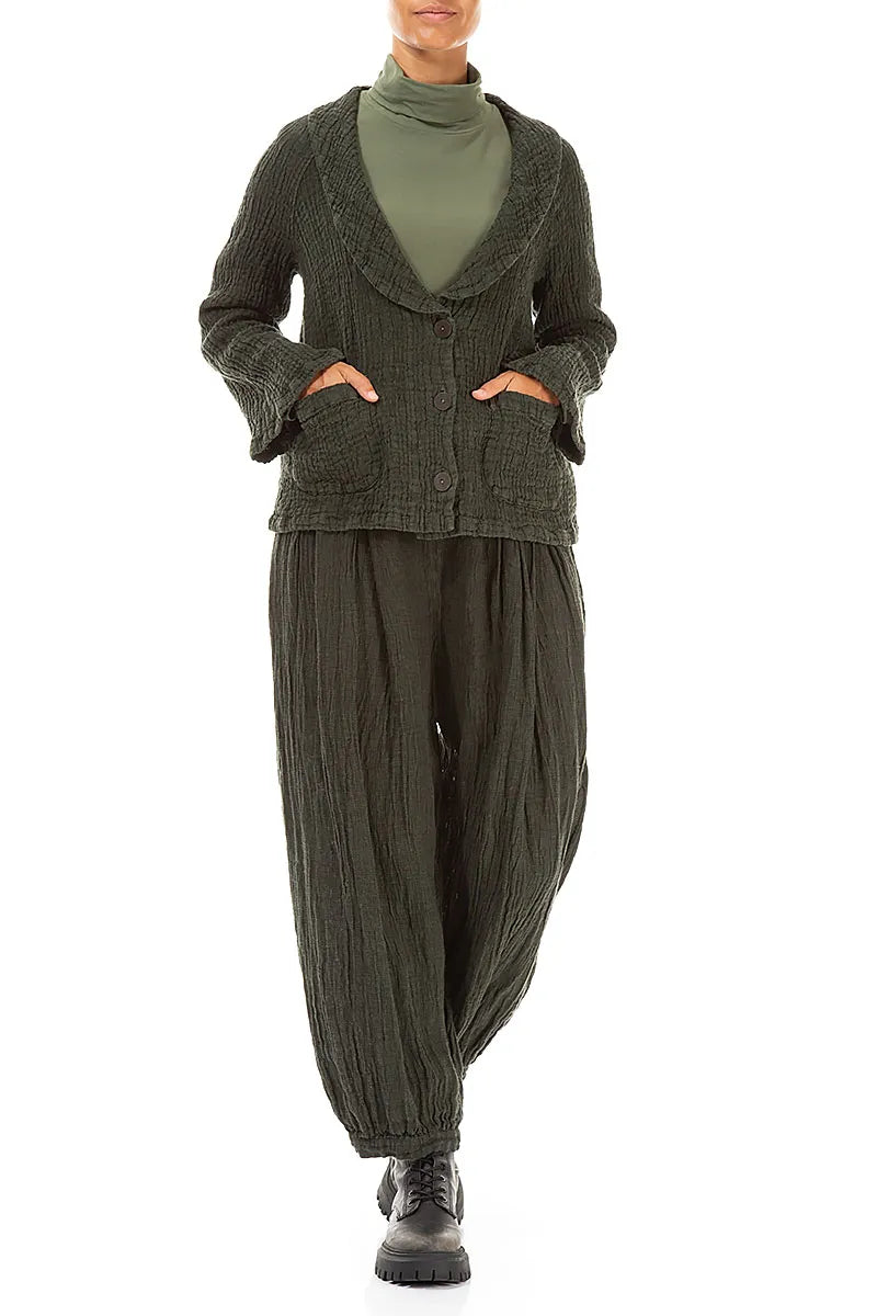 Forest Mist Textured Linen Jacket