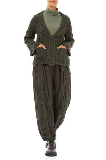 Forest Mist Textured Linen Jacket
