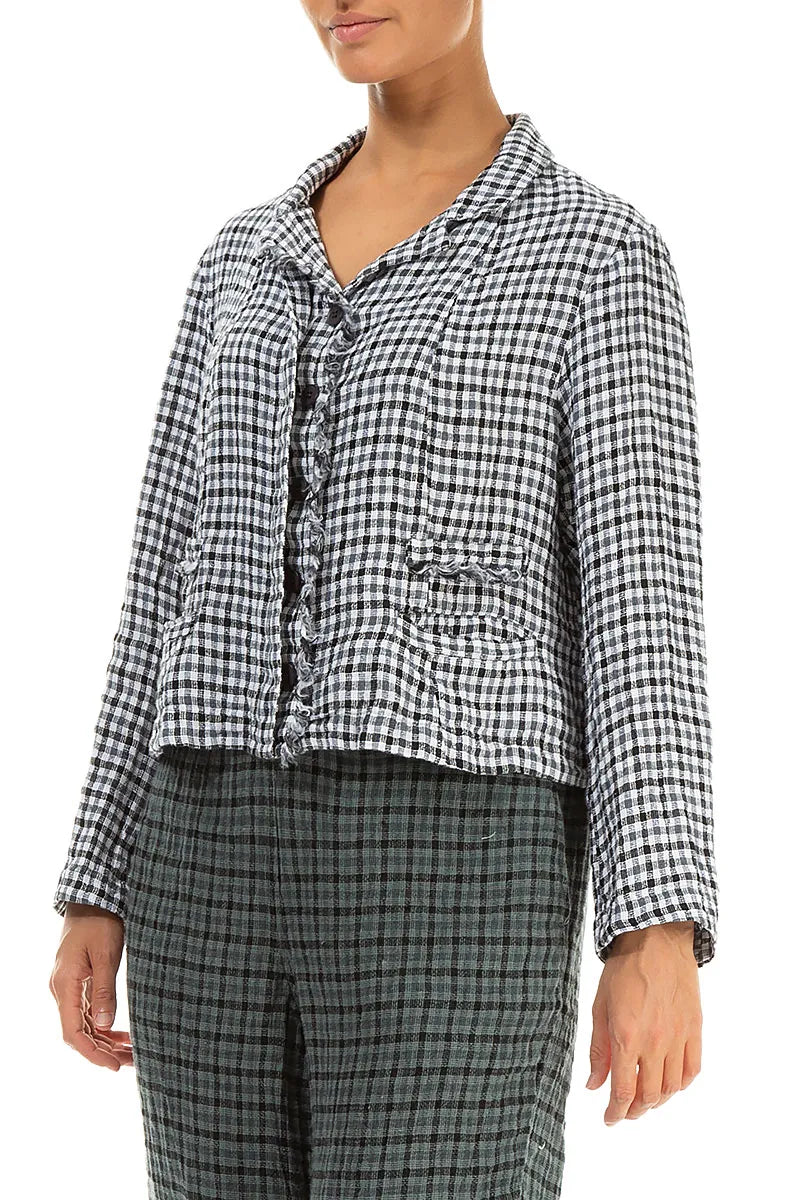 Frayed Edge Heritage Check Linen Jacket 3