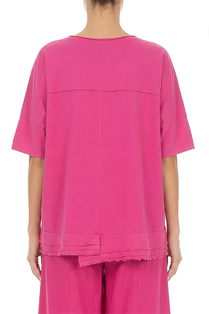Top en coton fuchsia à ourlet effiloché