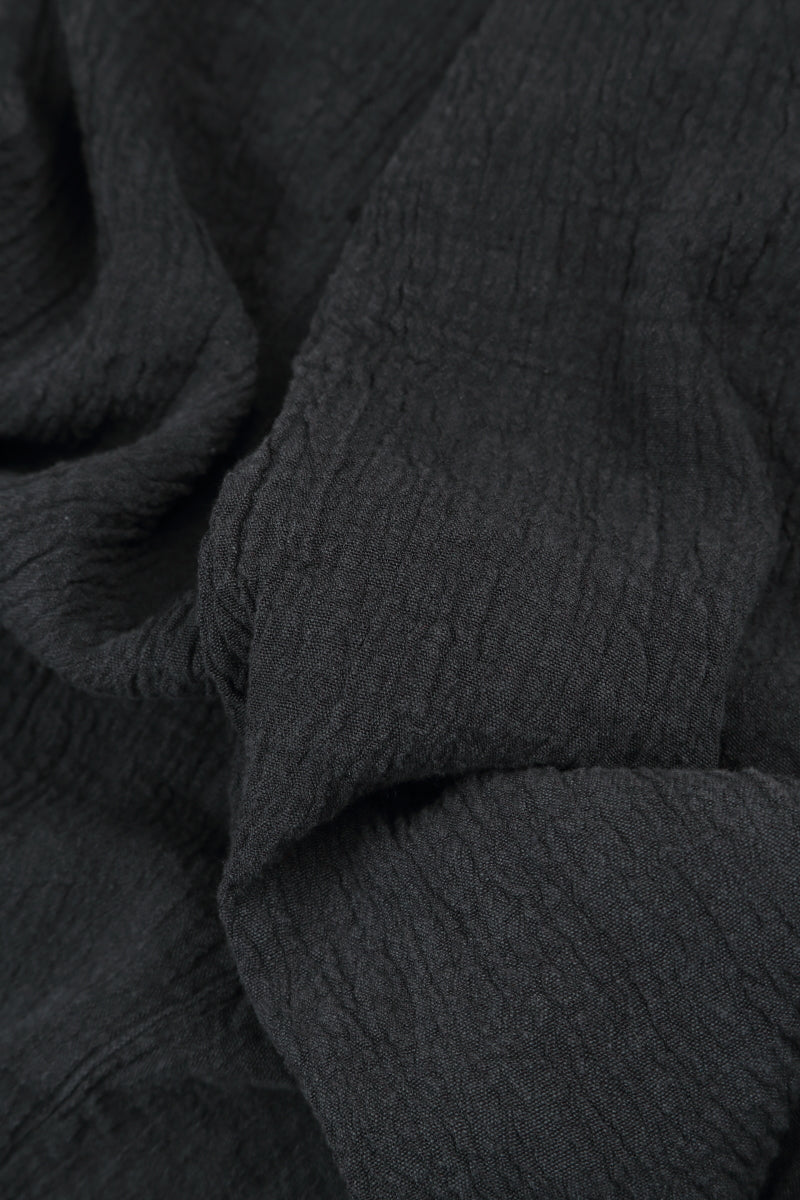 Frayed Hem Graphite Linen Viscose Dress