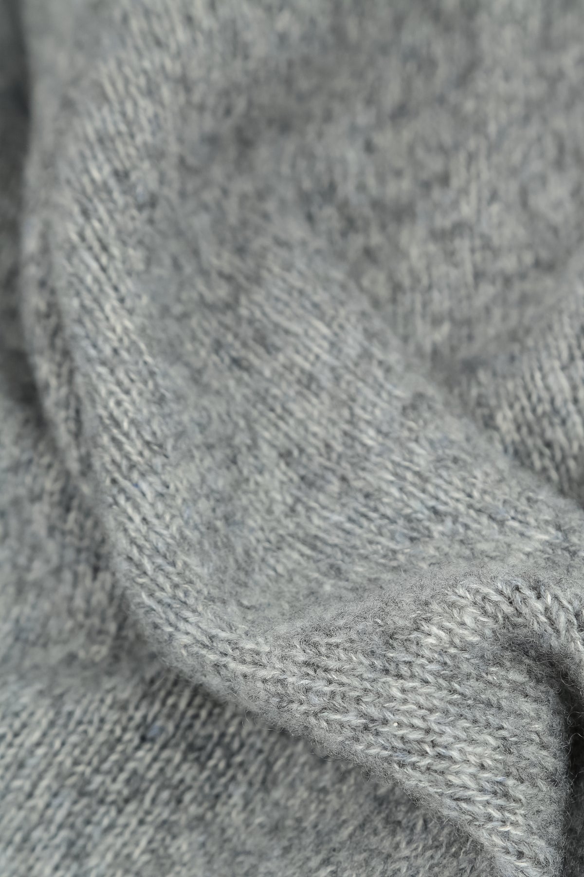 Frayed Hem Light Grey Mélange Cashmere Sweater 5