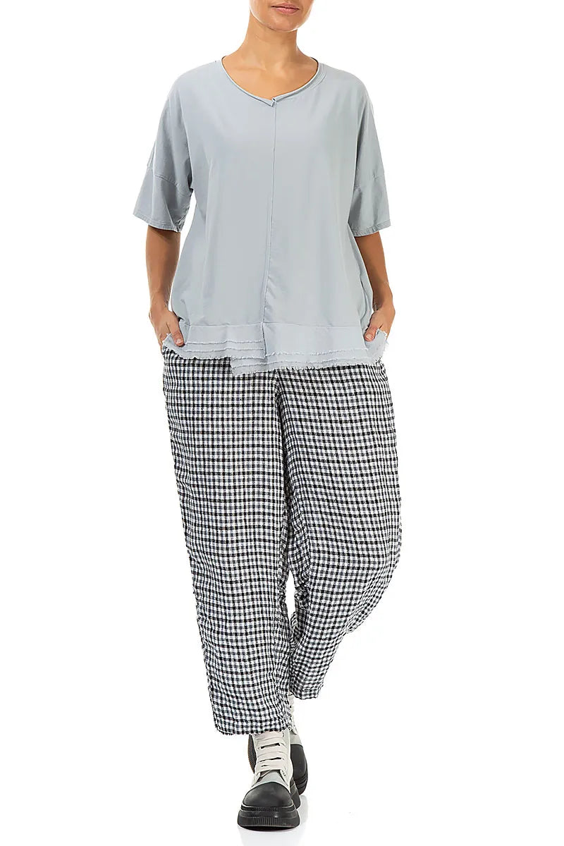 Frayed Hem Silver Grey Cotton Top