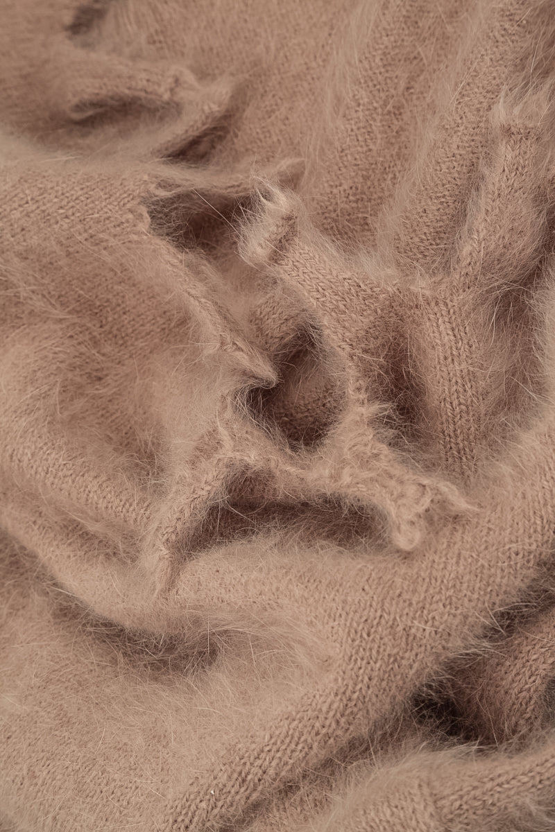 Frayed Hem Soft Taupe Angora Skirt 6