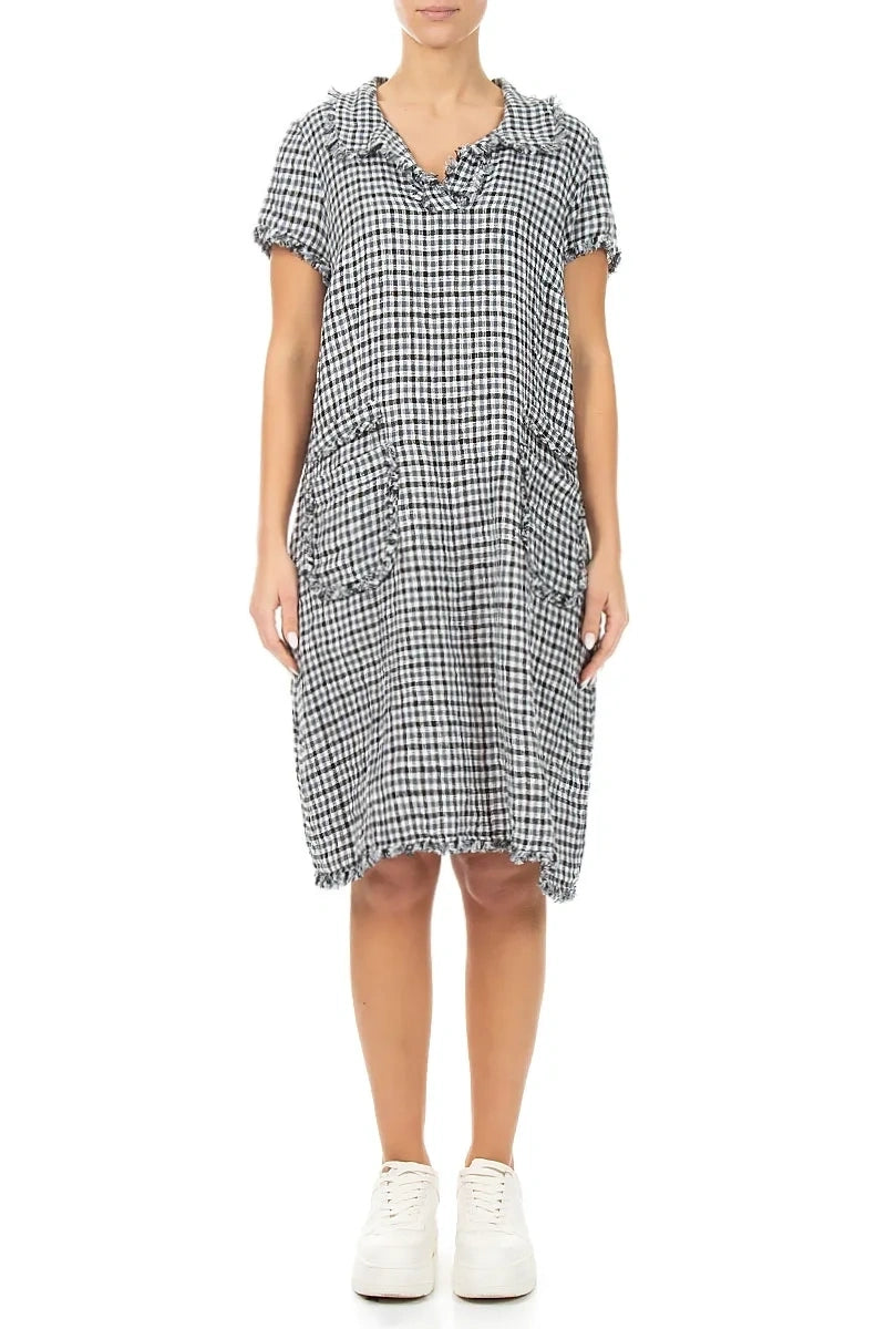 Frayed Heritage Check Linen Dress 1
