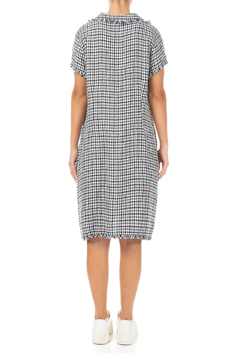 Frayed Heritage Check Linen Dress 2