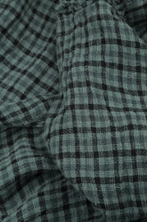 Frayed Neckline Sleeveless Sage Heritage Check Linen Dress 5